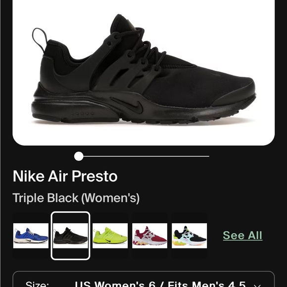 Nike presto women’s  Black Sneakers 6 women’s - Picture 3 of 5